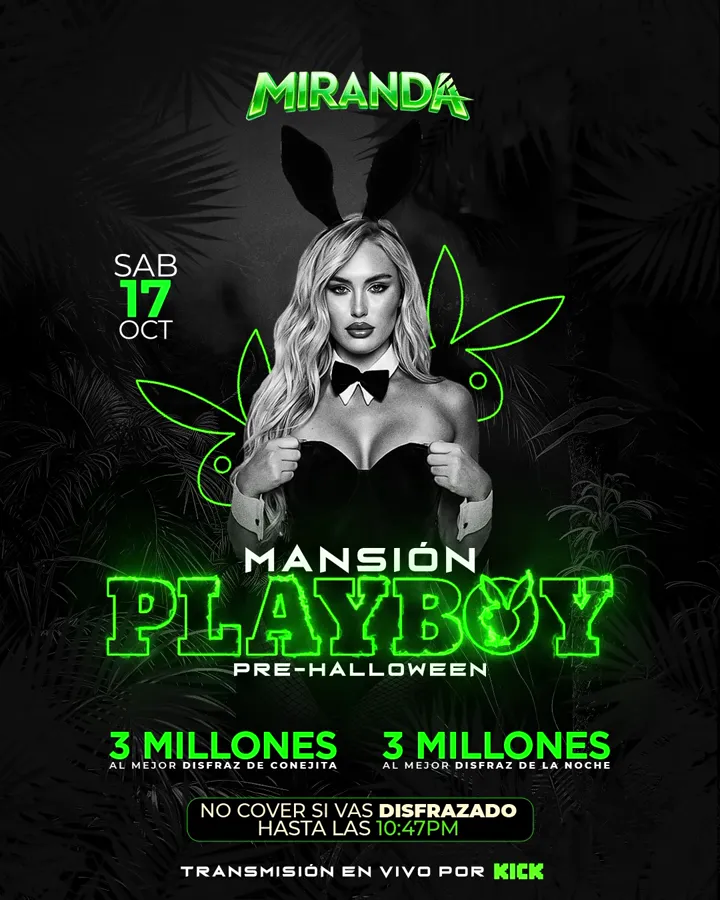 Flyer: Mansión Playboy · Pre-Halloween