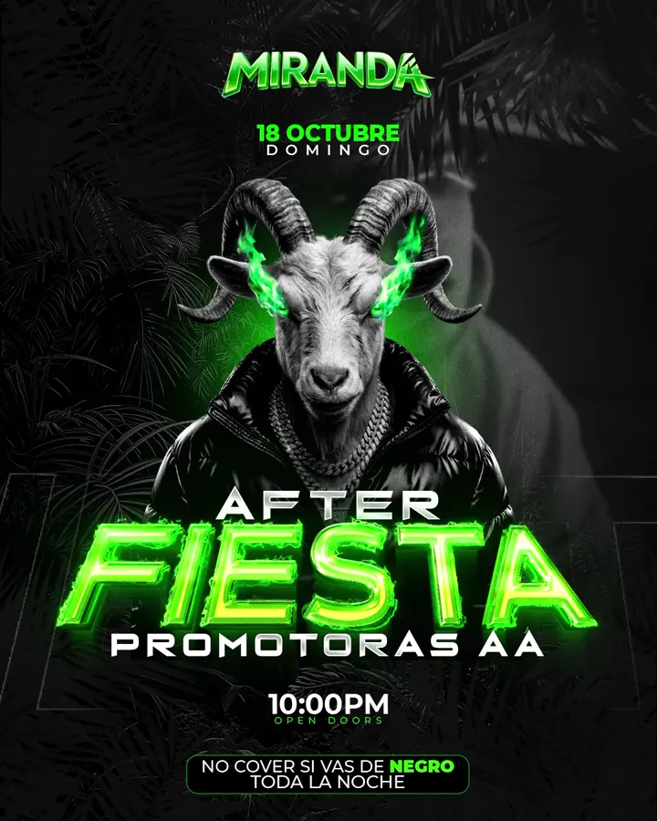 Flyer: After Fiesta · Promotoras AA